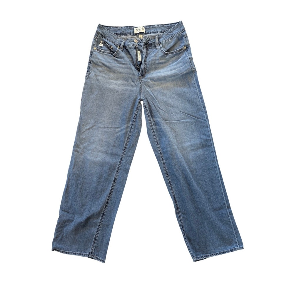 Seven7 Featherweight Wide Leg Jeans Size 8 Blue Light Wash Cotton Rayon Boho